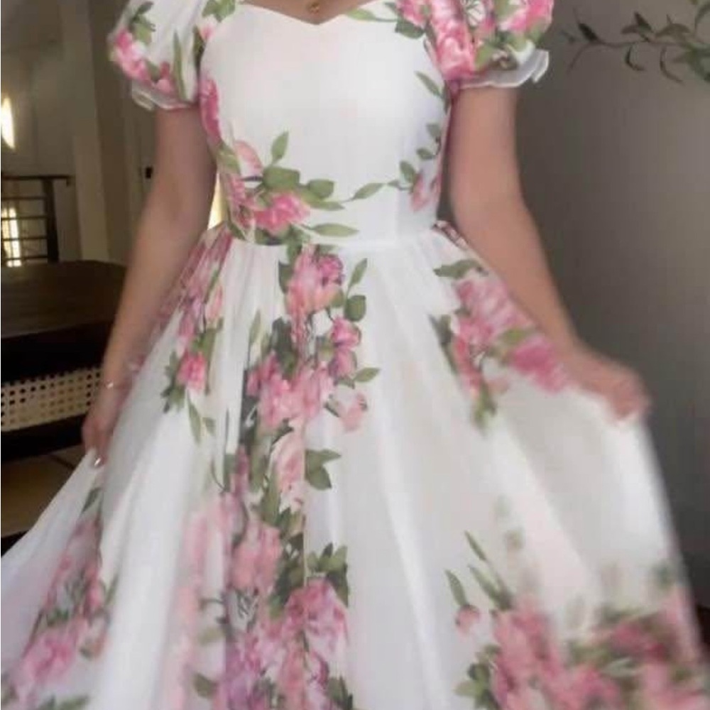 Ivy City Co Secret Garden Dress Puff Sleeves Maxi Length - Retired